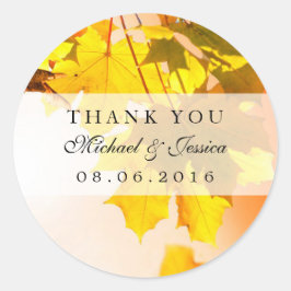 Hochzeit im Herbst für Ahornblätterblätter Danke,  Runder Aufkleber