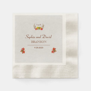 Hochzeit im Herbst für rustikale Antler Serviette