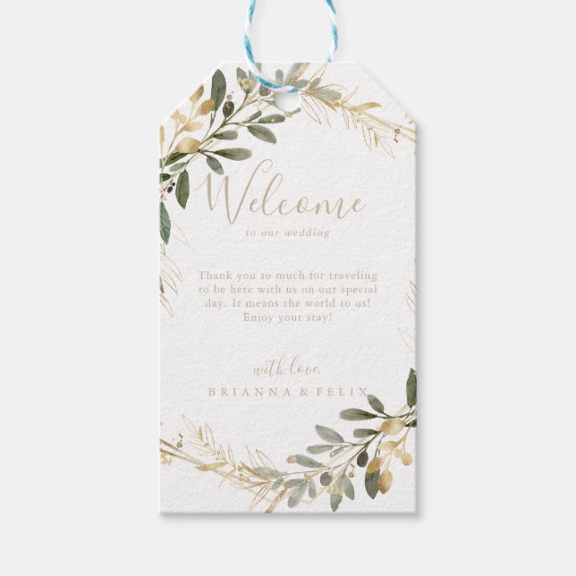 Hochzeit im Herbst Geometric Gold Greenery Geschenkanhänger (Vorderseite)