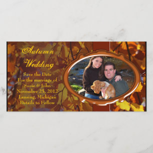 Hochzeit im Herbst Herbst Foto-Karte oder Dankesch Save The Date