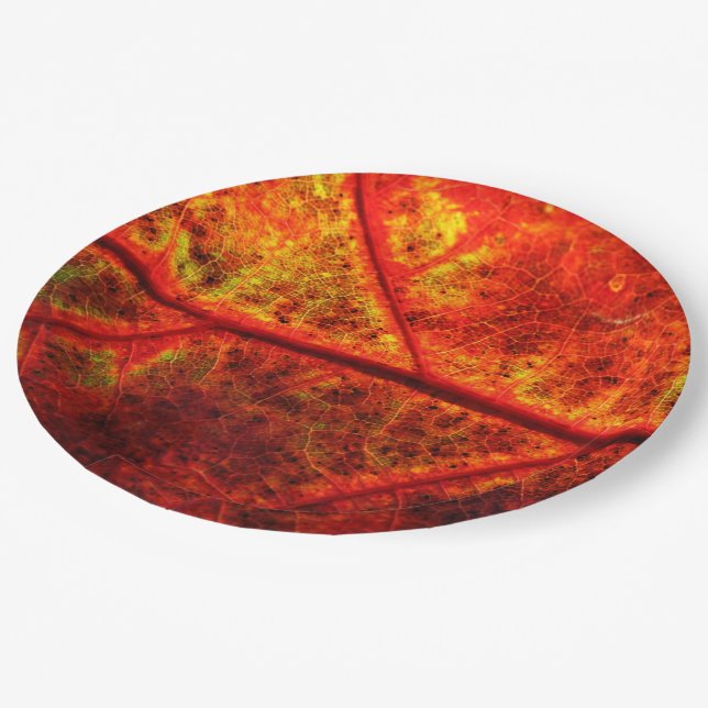 Hochzeit im Herbst Herbst Rustikales Leaf Foto Nah Pappteller (Schrägansicht)