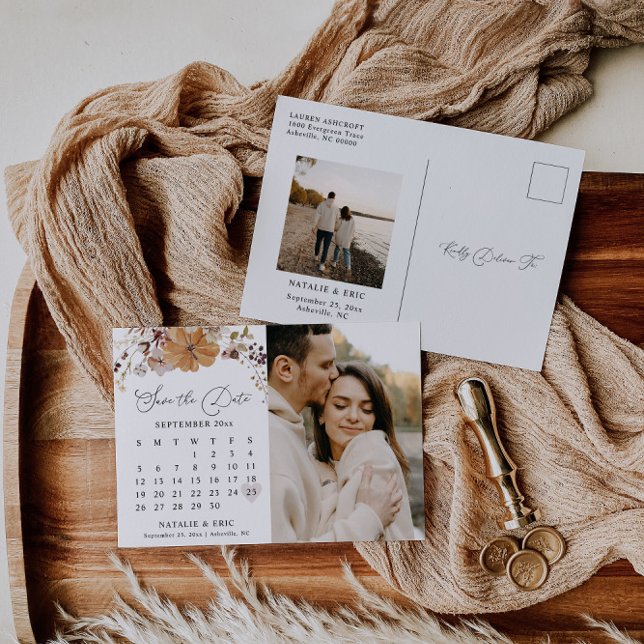 Hochzeit im Herbst Kalender Save the Date Foto Pos Postkarte (Von Creator hochgeladen)