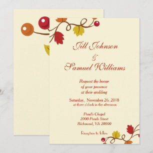 Hochzeit im Herbst Leaf und Berry Vine Einladung