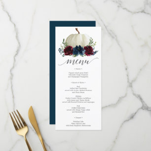 Hochzeit im Herbst-Menü der Burgundy Navy Menükarte