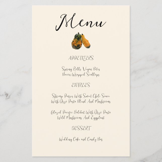 Hochzeit im Herbst Menu Template Two Gourds Flyer (Vorne)