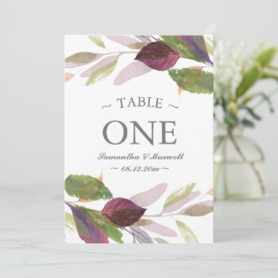 Hochzeit im Herbst mit Lila Foliage Tischnummer