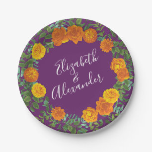 Hochzeit im Herbst Orange Rose Lila Pappteller