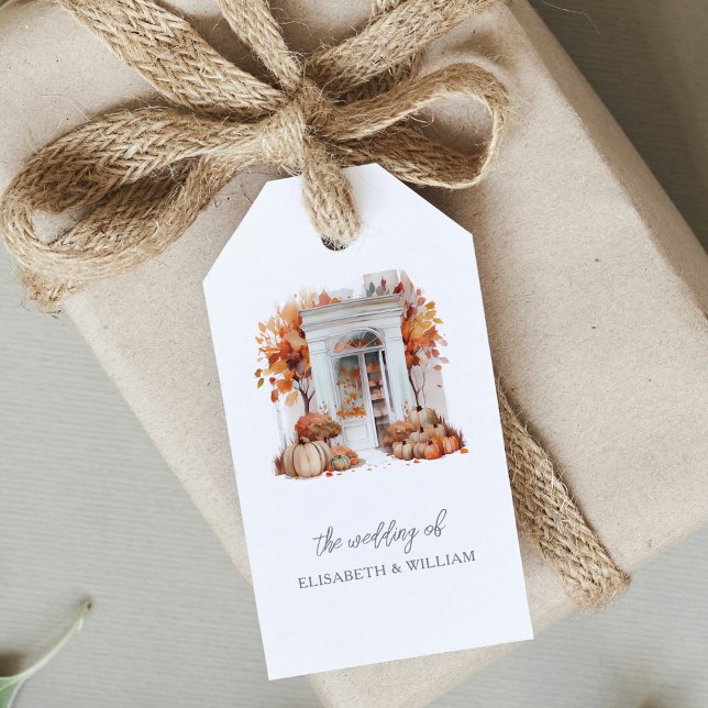 Hochzeit im Herbst Personalisiert weiße Vordertür Geschenkanhänger (Von Creator hochgeladen)