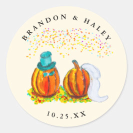 Hochzeit im Herbst Pumpkins Runder Aufkleber