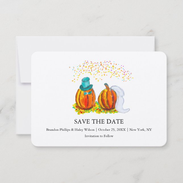 Hochzeit im Herbst Pumpkins Save The Date (Vorderseite)