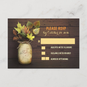 Hochzeit im Herbst RSVP-Karten mit Mason Jar RSVP Karte