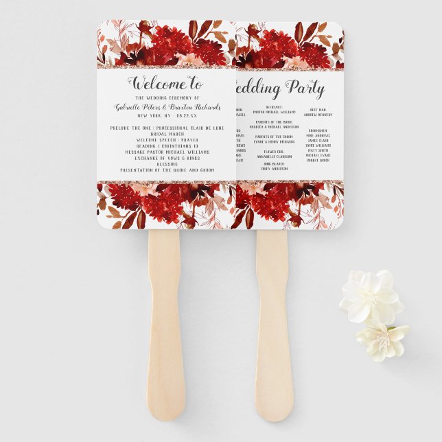 Hochzeit im Herbst Rustic Beauty Floral Fächer (Vorne und Hinten)