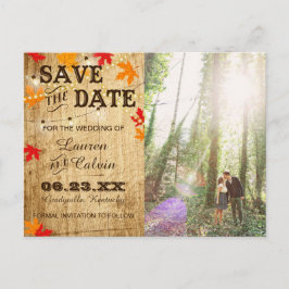 Hochzeit im Herbst Save the Date für eine rustikal Ankündigungspostkarte