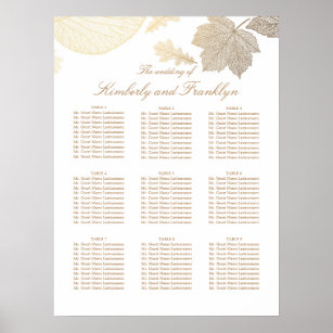 Hochzeit im Herbst-Seekarte für Gold-Blätter Poster