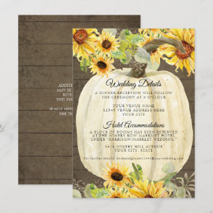 Hochzeit im Herbst Sonnenblume Pumpkin Blüteninfor Begleitkarte