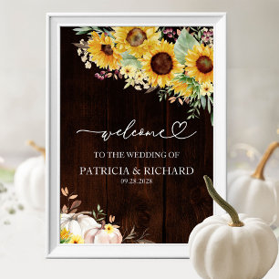 Hochzeit im Herbst Sonnenblumen Pumpkin Willkommen Poster
