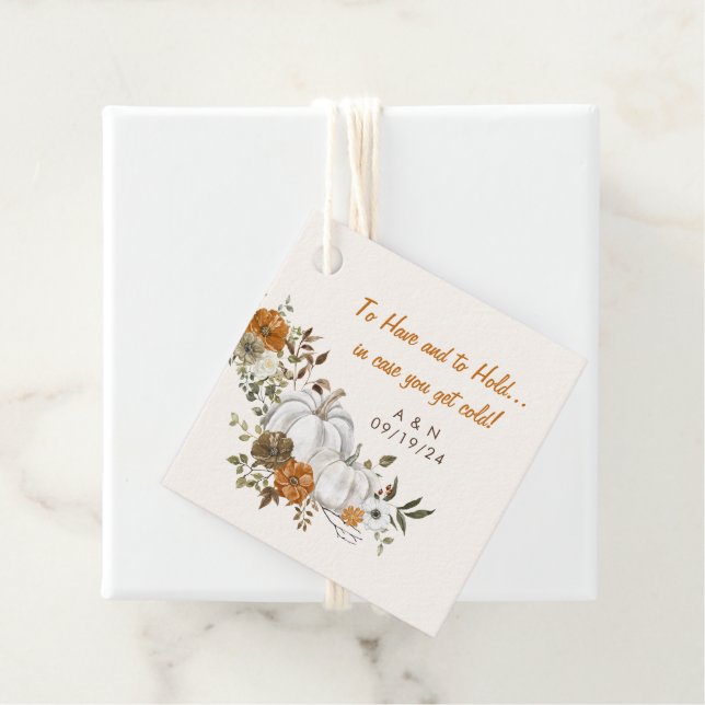 Hochzeit im Herbst Throw Blanket Creme Floral Pump Geschenkanhänger (Beispiel)