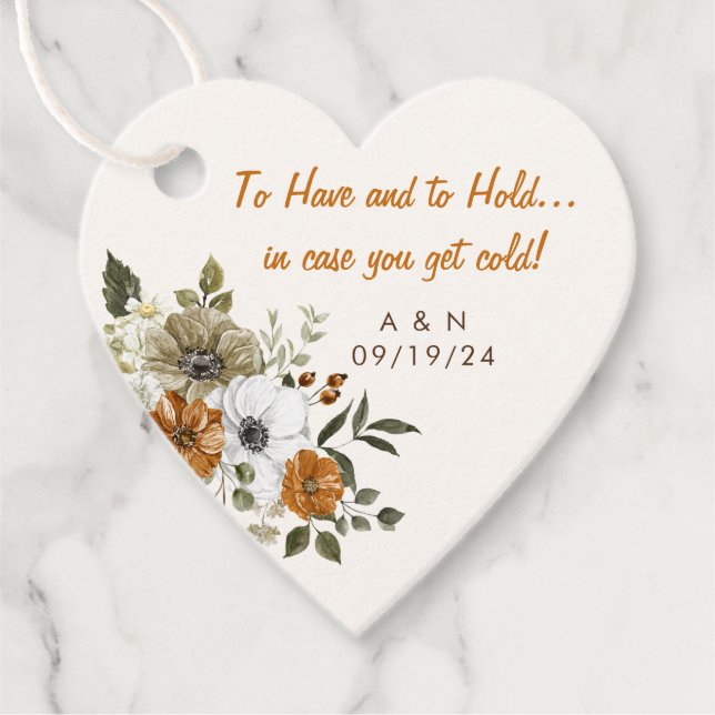 Hochzeit im Herbst Throw Blanket Rustikale Blume Geschenkanhänger (Vorderseite)