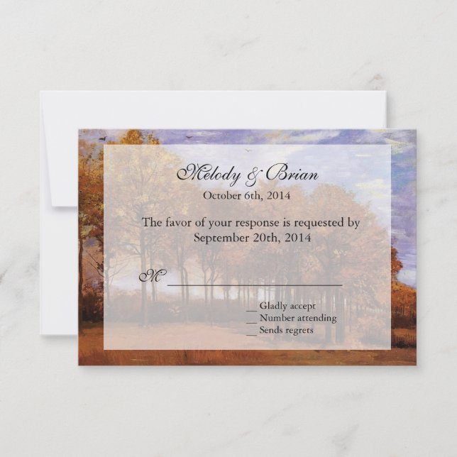 Hochzeit im Herbst UAWG Einladungen. Herbstlandsch RSVP Karte (Vorderseite)