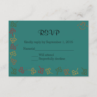 Hochzeit im Herbst UAWG in aquamarinem RSVP Karte