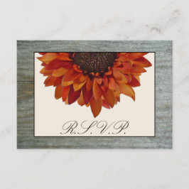 Hochzeit im Herbst UAWG - Sonnenblumen und Barnwoo RSVP Karte
