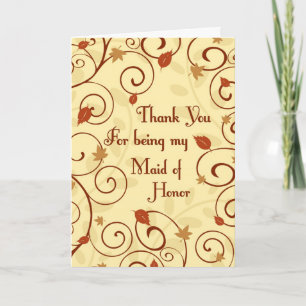 Hochzeit im Herbst Vielen Dank Trauzeugin Card Dankeskarte