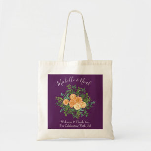 Hochzeit im Herbst Vintag Peach Rose auf Lila Tragetasche