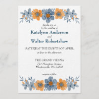 Hochzeit im Herbst von Aquarell Blau und Orange