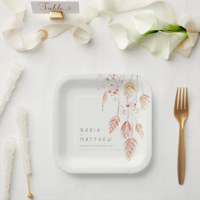 Hochzeit im Herbst von geächteten Grasbeeren Pappteller (Hochzeit)