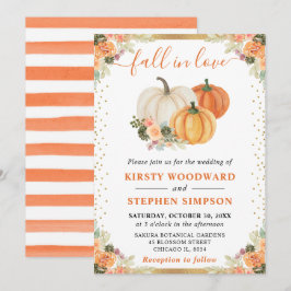 Hochzeit im Herbst von Orangen- und Weißblumenpump Einladung