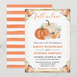 Hochzeit im Herbst von Orangen- und Weißblumenpump Einladung