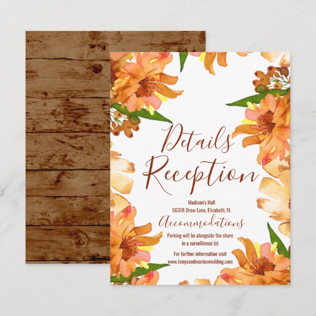 Hochzeit im Herbst Wasserfarben - Karte mit den bo (Vorne/Hinten)