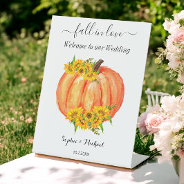 Hochzeit im Herbst Welcome Pumpkin Sockelschild