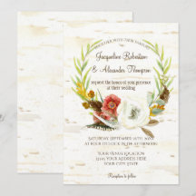 Hochzeit im Herbst Wreath Boho Feather Birch Bark 