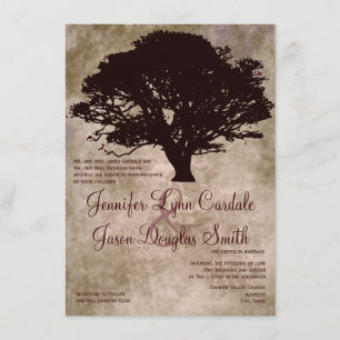 Hochzeit im Herbst zur Herbsteiche Silhouette Einladung