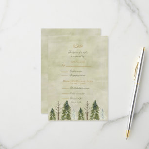Hochzeit im Kiefernwald: Antwortkarte zur Hochzeit RSVP Karte