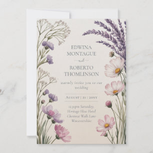 Hochzeit im Lavendelwiesen-Wildblumen-Stil Einladung
