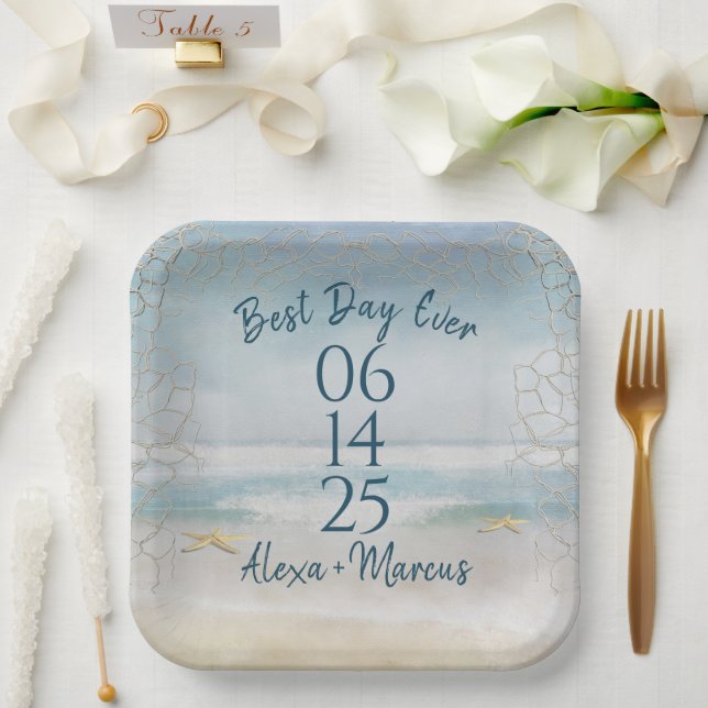Hochzeit im Meer Pappteller (Hochzeit)