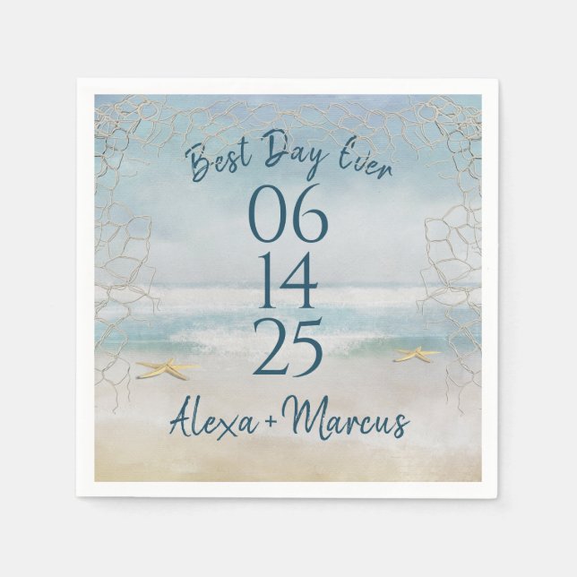 Hochzeit im Meer Serviette (Vorderseite)
