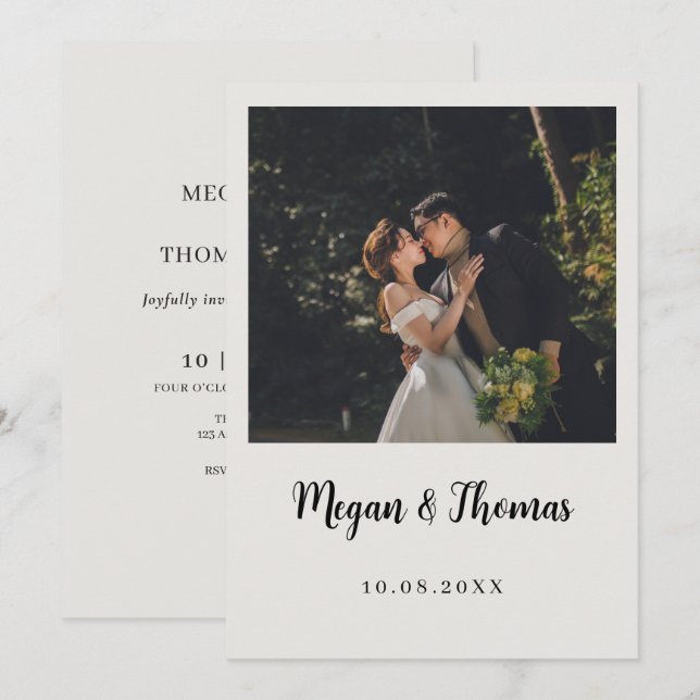 Hochzeit im Minimalistischen Foto Einladung (Vorne/Hinten)