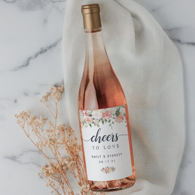 Hochzeit im Mitsommer "Cheers to Liebe" Weinetikett (Von Creator hochgeladen)