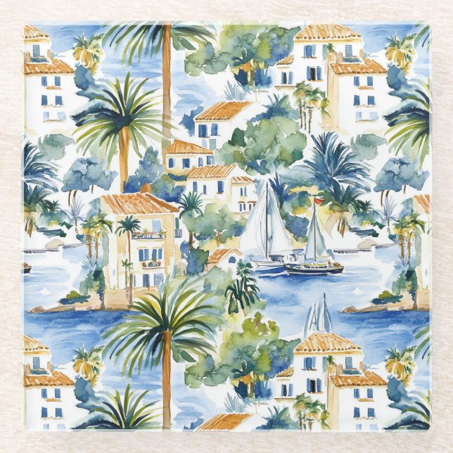 Hochzeit im tropischen Mittelmeer Glasuntersetzer (Vorderseite)