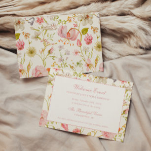 Hochzeit im Vintage-Blumenmuster Begleitkarte