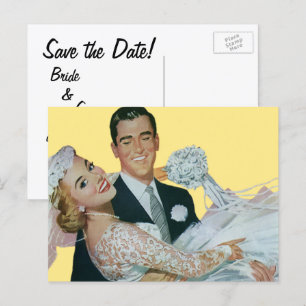 Hochzeit im Vintage-Stil - Rettet das Datum! Braut Ankündigungspostkarte