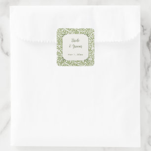 Hochzeit im Vintage-Stil, viktorianisches Weidenbl Quadratischer Aufkleber