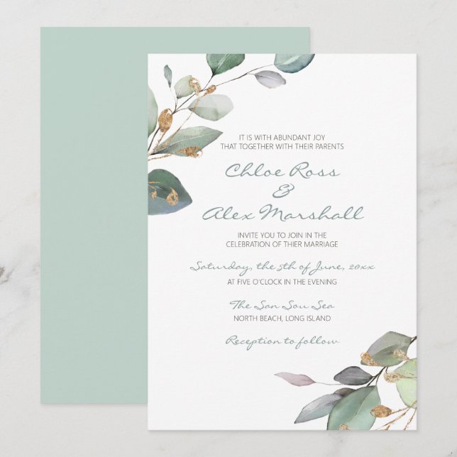 Hochzeit im Wasserfarbengarten Einladung (Vorne/Hinten)