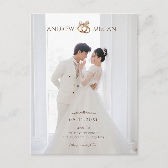 Hochzeit im Weißen Foto Einladung Postkarte (Vorderseite)