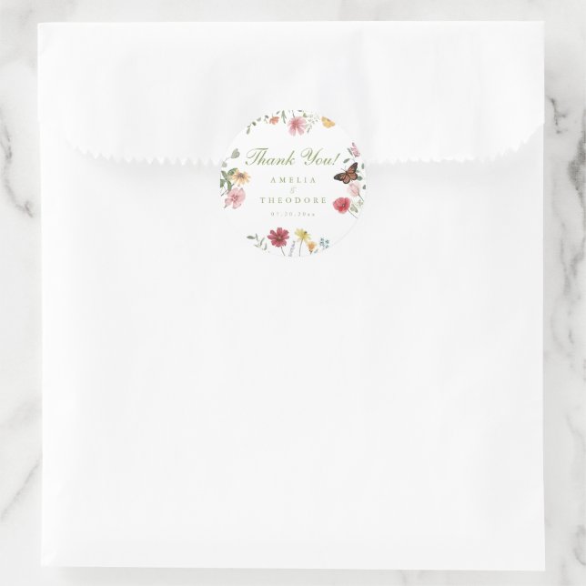 Hochzeit im Wildblumengarten Runder Aufkleber (Tasche)