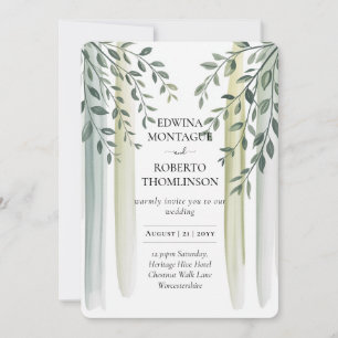 Hochzeit im Zeichen des Olivenzweigs in Aquarell Einladung
