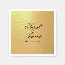 Hochzeit Imitate Golden Foil Elegantes Schwarzes S Serviette